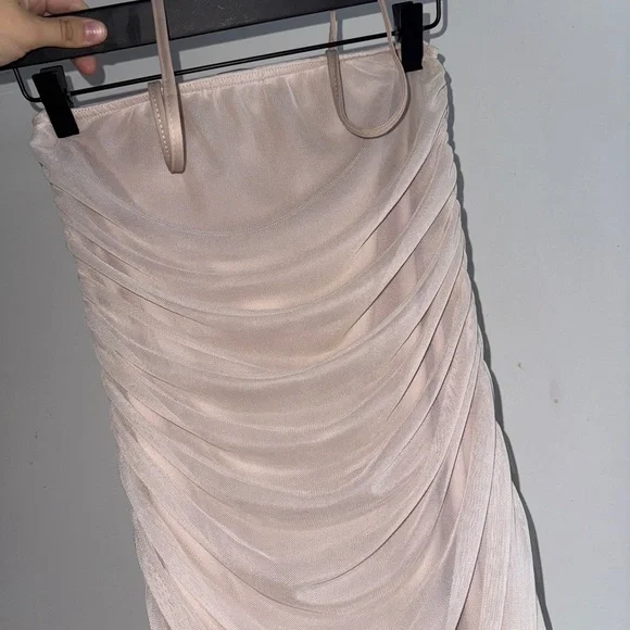 Pretty Little Thing Elegant Cream Ruched Spaghetti Strap Dress - Picture 2 of 5